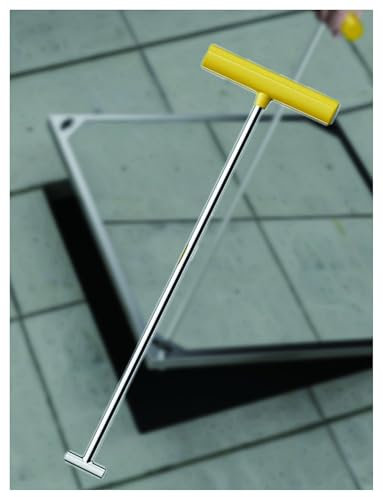 Manhole Puller Lift, Portable Manhole Hook with Yellow Rubber Sleeve, Handhole Lid Hook for Moving Storm Drains/Septic Tank Lids/Vault(8mm,38/15'')