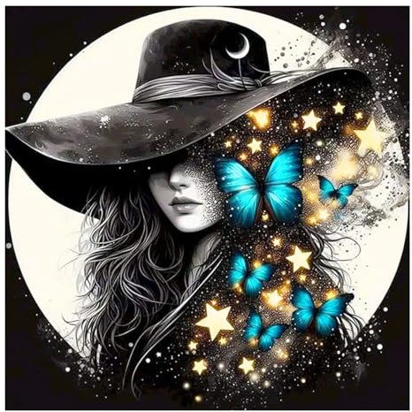 FHBUBPUP Butterfly Woman Diamond Art Kits for Adults, Diamond Painting Kits for Beginners - DIY Full Drill Round Diamond Dot Gem Art, Craft Gift Suitable for Home Wall Decoration 12×12Inch