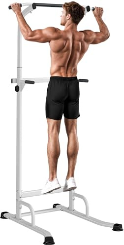 SPORTNOW Barra de Dominadas Altura Regulable 176,5-227 cm, Estación de Fondos Resistente para Gimnasio en Casa, Máquina Dominadas Multifuncional, para Entrenamiento de Fuerza, Carga 120 kg