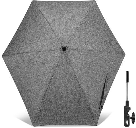 Skibiles Ombrellone per passeggino, 78 cm, universale, per passeggino, protezione UV 50+, protezione solare per neonati e neonati, con morsetto di fissaggio regolabile