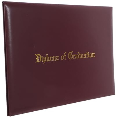 Couverture de Diplôme A4 en Similicuir Café Rembourrée | Étui de Protection pour Certificat, Intérieur Plastifié Coins Satinés