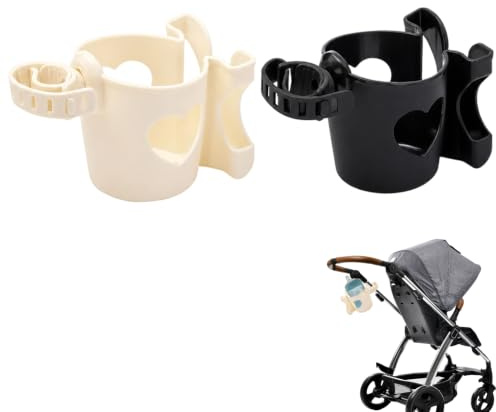 2Pcs Universal Pram Cup Holder, Pram Cup Holder Set | Clip on Drinks Holder for Chair, Pushchair Accessories for Bicycles Treadmills Wheelchairs and Baby Strollers