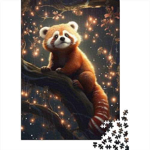 Red Panda Forest Puzzle 1000 Piece Jigsaw Puzzle Paper for Adults Night Light Scene Focus Home Decor Gift Relax 38x26cm/1000pcs