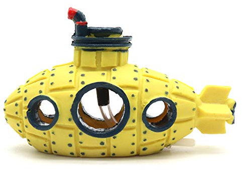 YOOTOP Aquarium-Dekoration für Aquarien, gelbes U-Boot, Versteckhöhle mit Luftstein