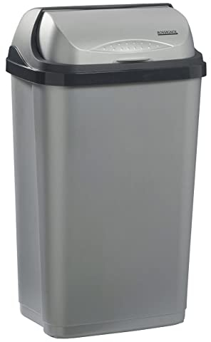 Poubelle plastique Oktop à couvercle coulissant - 50l - gris clair / gris foncé