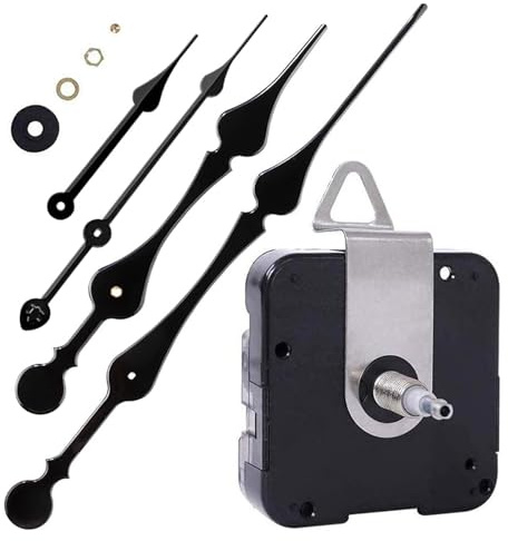 EMOON High Torque Movement Mechanism with Extra-Long 11 1/8 Inch Spade Hands, Quartz Motor Kit for Custom Repair, Total Shaft Length 7/8 Inch (Black)