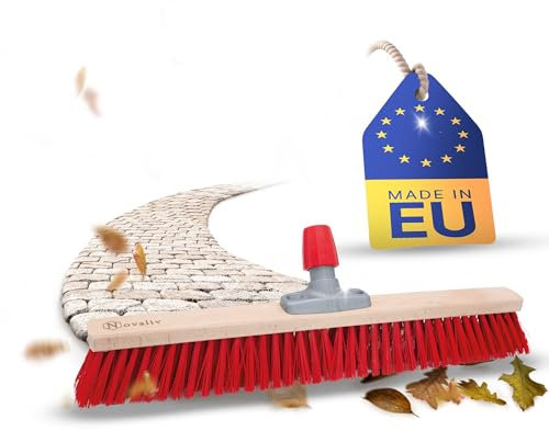 Novaliv Escoba de calle, 60 cm, cabezal de escoba sin mango, elaston, rojo, grueso, industrial, escoba de jardín, escoba de patio