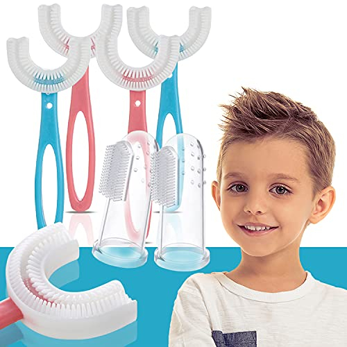 ZOOAO 6 Stück Kinderzahnbürsten U-förmige Kinderzahnbürsten Rundum 360 ° Silikonbürstenkopf in Lebensmittelqualität Babyzahnbürste 6-12 Jahre alt