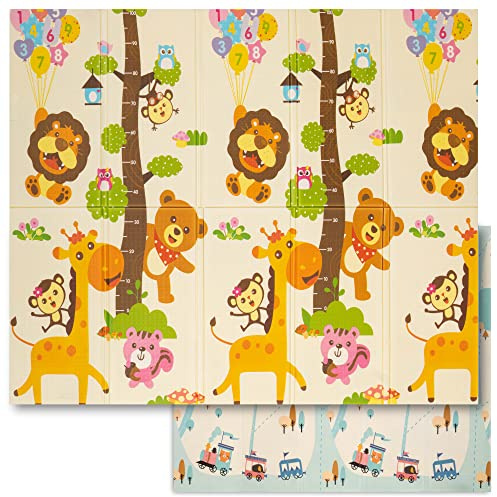 Tapis Bebe Sweety Fox - Tapis de Jeux Bebe 150x180x1cm - Tapis de Sol Bebe Réversible, Pliable et Imperméable - Tapis de Jeu et d’Eveil en Mousse - Tapis Sol Bebe - Arbre