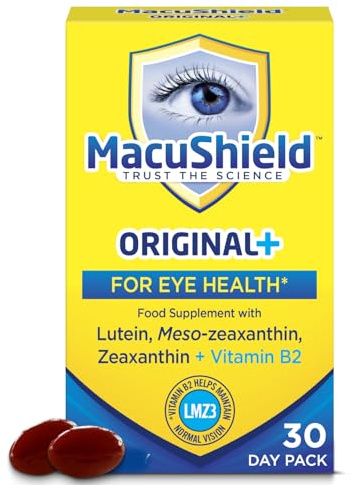 MacuShield Original Plus Capsules - 30-Day Pack, Eye Health Supplement* with Lutein Zeaxanthin and Meso-Zeaxanthin + Vitamin B2 (Riboflavin) which Helps Maintain Normal Vision