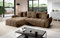 Vigo Velvet Monolith Ecksofa in L-Form 280 cm x 190 cm - Schlafsofa mit Bettkasten - Couch mit Stauraum und Kissen - Sofa mit Schlaffunktion - Ausziehbares Schlafsofa - Farbe: Braun (M-15)