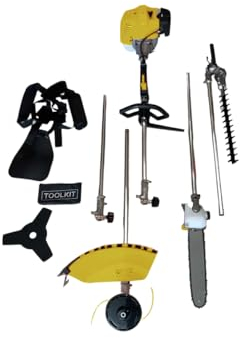 Nemura Débroussailleuse Thermique Multifonction 5en1-52cm3 (débroussailleuse, élagueuse, Taille-Haies, Coupe-Bordures, rallonge) - DM052 - Outillage Jardin - Marque Française
