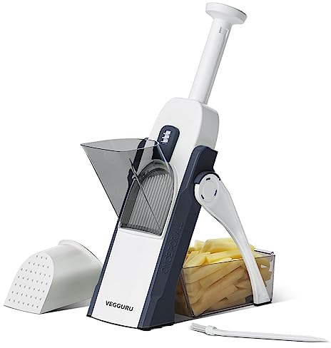 VEGGURU Cortafiambres Mandolina, Corta Verduras Ajustable, Corta Cebollas, Corta Patatas, Corta Tomates, Corta Frutas Multifuncional Kithcen (dark blue)