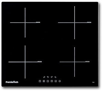PremierTech PT4I Piano Cottura a Induzione 60cm, 4 Zone di Cottura, Timer Integrato e Sistema di Blocco di Sicurezza, Ideale da Incasso per Cucine Moderne