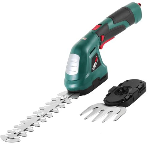 POSENPRO 7.2V Cordless Grass Shear & Shrubbery Trimmer - 2 in 1 Handheld Hedge Trimmer/Clipper/Grass Cutter with 180° Rotatable Handle for Garden, Lawn