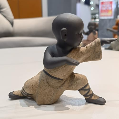 Cutfouwe Buddha Figur,Kung Fu Mönch Statuen,Zen Feng Shui Dekoration,Tischdeko,Teetablett Ornamente,5