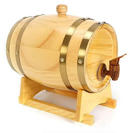 Tonneau en bois de chêne de 3 litres - Fût à vin avec support et robinet - Fût en chêne pour le stockage de whisky, vin, spiritueux, liqueur, cadeau