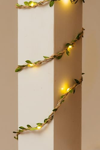 40 LED Micro Rope Leaf Fairy String Light – Warm White Battery Powered Fairy Light – Battery Operated String Light – Rustic Retro Indoor Lighting Decoration – Vintage Decorative Bedroom Party