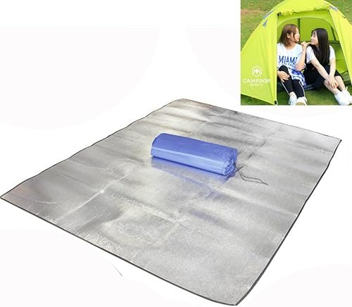 Loopunk Aluminium Camping Mat, Foldable Insulating Thermal Pad Double-Sided, Reflective Mat, Tent Ground of 200x200cm, for Outdoor Camping Hiking Travel Picnic.
