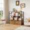 Dripex Bücherregal mit 2 Schubladen, Bücherschrank mit 7 Fächern aus Holz und Metallrahmen Standregal Würfelregal für Schlafzimmer Wohnzimmer Arbeitszimmer Büro 33 x 100 x 90 cm Industrie-Design