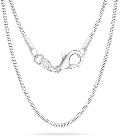 Casxyue 925 Silber Kette Halskette Für Damen Mädchen Ohne Anhänger Kettenbox/O-Kette/Kubanische Kette/Schlangenkette/Flache Kette 40 45 50 55 60 65 70 75 cm (Schlangenkette, 40cm)