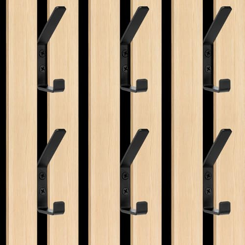mobumeia 6 Stück Akustikpaneele Wandpaneele Kleiderhaken, Haken für Akustikpanele, doppelter Garderobenhaken Schwarz für Acoustic Panel, Akustikplatten Wandhaken Schwarz, Aluminium, 13mm
