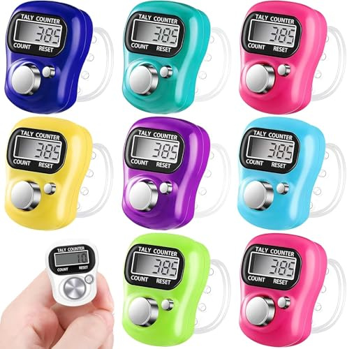 LCD display digital finger tally counter clicker, Mini Digital row counter, Finger Hand Tally Counter Counting, Knit Counter, Colorful Tasbeeh Counter for Goods Counting, Recording 1pcs (Purple)