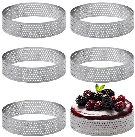 6 Pièces Ø 8 cm Cercle à Pâtisserie, Moule Tarte en Acier Inoxydable 430, Cercle à Tarte en Acier Inoxydable, Cercle a Tarte, Moule à Gâteau pour Gâteaux, Mousse, Mini Pizzas, Sandwichs, Beignets