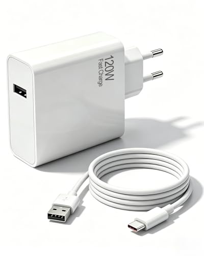120W USB C Laddare för Xiaomi HyperCharge Combo - med 6A USB-C-kabel (1 m) | Kompatibel med Xiaomi 17 Ultra 15 14T Pro/14 Ultra 13 12 12S Pro, Redmi K80 K70 Note 14 Pro 13 Pro 12, vit