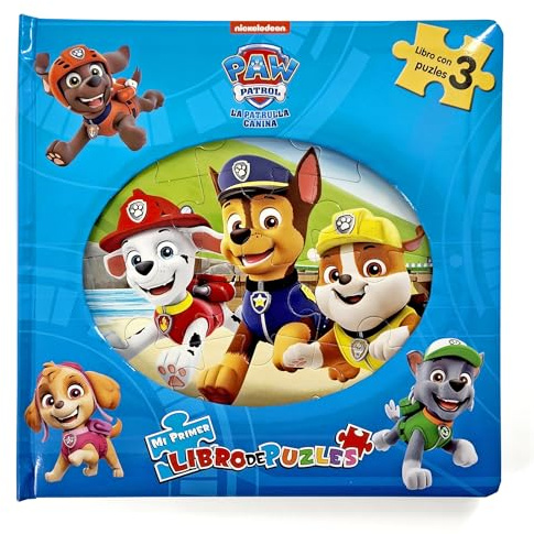 Paw Patrol La Patrulla Canina Mi Primer Libro de Puzles - Rompecabezas para niños, libro de cartón de 10 páginas, 3 puzzles para disfrutar