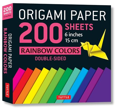 Origami Paper 200 Sheets Rainbow Colors 6 inches: Double-Sided: Tuttle Origami Paper: High-Quality Double Sided Origami Sheets Printed with 12 ... for 6 Projects Included) (Stationery)