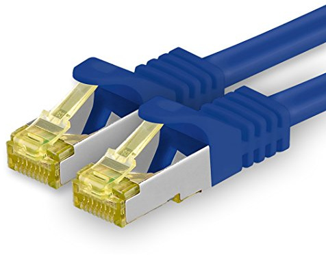 1aTTack.de Cat.7 Netzwerkkabel 0,5m Blau 1 Stück Cat7 Ethernetkabel Netzwerk LAN Kabel Rohkabel 10 Gb s SFTP PIMF LSZH Set Patchkabel mit Rj 45 Stecker Cat.6a