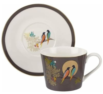 Sara Miller para Portmeirion Chelsea Taza y platillo, cerámica, Gris, 230 x 185 x 95 cm
