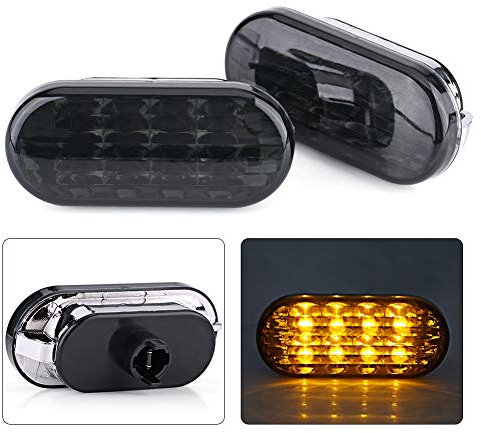Intermitentes laterales +Luz indicadora LED ámbar 12V Marcador lateral Luz indicadora lateral impermeable del automóvil para MK4 B5 B5.5 Lente negra 1 par
