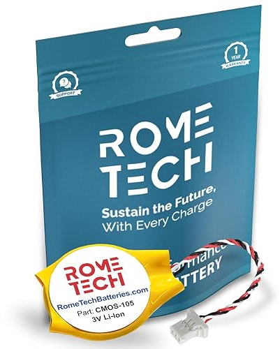 Rome Tech RTC CMOS Battery for DELL Latitude E4200 E4300 Studio 14 14z 1440 1440-PP40L - Laptop Backup BIOS RTC 3V CR2032 with 3 Pin 3 Wire Cable