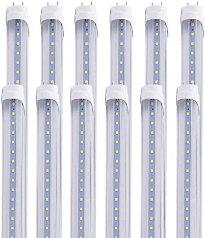 MKUJOO 12 pcs 4FT 24W T8 LED Tube Light White Daylight 6000k 4' LED Bulbs Garage Warehouse Shop Light Ballast Bypass G13 Base T10 T12 Fluorescent lamp Replacement AC100-277V Clear Cover