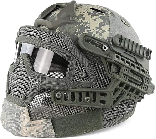 ACEXIER Fast Tactical Helmet Airsoft Paintball Protective Helmet Full Face Mask Goggles Outdoor Sports Hunting CS Game (ACU)