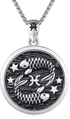REDSUN Fische Sternzeichen Halskette 925 Sterlingsilber Tierkreiszeichen Anhänger Astrologie Horoskop Anhänger Sternzeichen Halskette Für Männer Frauen