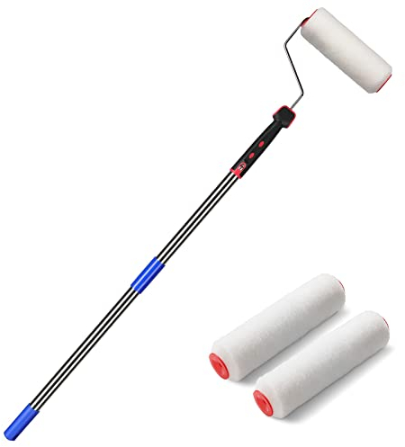 Rodillo de pintura, 70 – 140 cm, barra telescópica, rodillo de pintura multifunción, juego con cepillo de pintura para casa, barra de acero inoxidable para paredes y techos