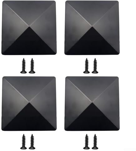 Gbtdoface Tappi per pali da recinzione, colore nero, 10 x 10 cm, in plastica, per proteggere la recinzione in legno da esterni (4 pezzi)