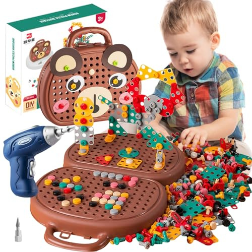 TZQFROCE Gioco a incastro a mosaico giocattolo a partire dai 3 4 5 anni 3D puzzle valigetta attrezzi bambini mattoncini educativi giocattoli regali a partire dai 3 4 5 anni bambini per ragazzi ragazze