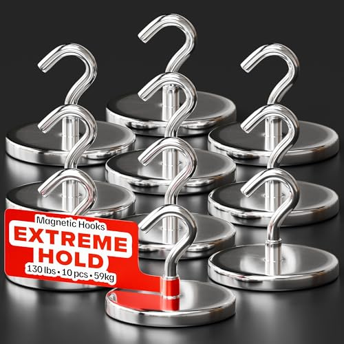 X-BET MAGNET ic Hooks - Ganchos magnéticos de neodimio resistentes para cabinas de crucero, ganchos magnéticos fuertes de tierras raras para colgar en refrigerador, parrilla (10, 59 kg)