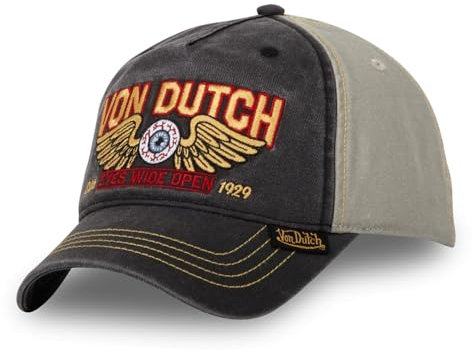 Von Dutch Schirmmütze für Damen und Herren, 100 % Baumwolle, Baseballkappe Eyeball, verstellbar, Schwarz , Einheitsgröße