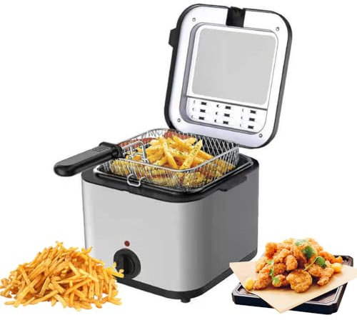 Deep Fat Fryer Easy Clean, 1000W Deep Fat Fryer With Frying Basket, 2.5l Stainless Steel Deep Fryer, Temperature Control, Easy Clean with Viewing Window, Ideal For Fried Chicken, Chips