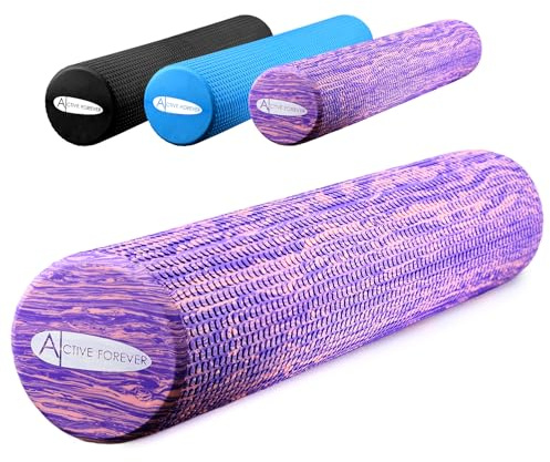 ACTIVE FOREVER Solid Floating Dot Foam Roller,Relieve Muscle Tension&Promote Circulation,High Density Massage Rollers for Back, Legs, Fitness, Yoga, Pilates-Camouflage Purple(90cm*15cm)