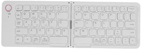 Hopfällbart Bluetooth-Tangentbord, Bärbart Sladdlöst Tangentbord med Stativhållare, Laddningsbart 67 Nycklar, Ultratunt Tangentbord, Kompatibelt med Phone Tablet Laptop (WHITE)