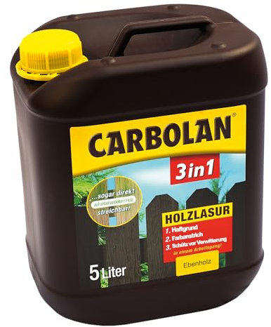 Carbolan 3in1 5L Ebenholz | Holzlasur | Holzschutz | Direkt auf unbehandeltem Holz streichbar