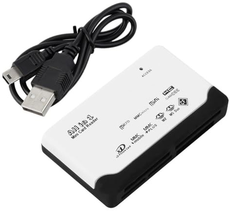 Lecteur USB 2.0 Multi Cartes Mémoire All-in-One – SD, Micro SD, TF, M2, MS Duo, XD, Compact Flash – Boîtier Gris et Noir – Plug & Play – Straße Tech