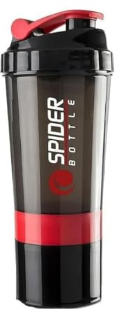 Active 100 Shaker de protéines de 500 ml avec compartiment supplémentaire – Bouteille shaker de gym pour homme et femme, parfaite pour les boissons protéinées et les compléments alimentaires (rouge)