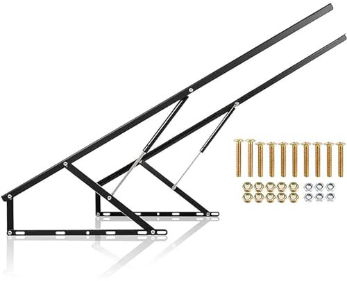 Lyftmekanism for förvaringsbädd, 1 par gasfjädersats, hydrauliskt stödstång, gångjärn for fällbar säng, mjukstängande fjäderben for leksakslåda(Black,120cm)